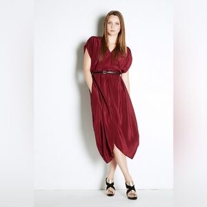 MYNE LA Heidi Burgundy Silk Midi Dress 8